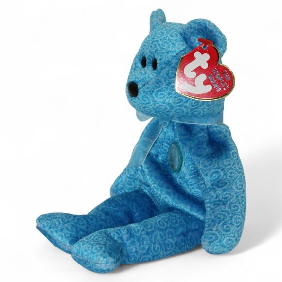 Ty Classy The Peoples Beanie Baby Bear Plush 8.5" Blue Collectible Stuffed Anima - Picture 3 of 9